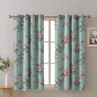 SPACES DRAPE STORY Premium Printed Blackout Curtain with Lining, Set of 2, 5Ft Window Curtains, Sky Blue & Pink