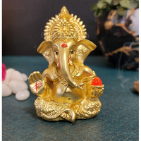 Gold Art India Gold Matte Ganesh Idol For Car Dashboard Ganesha Murti Ganpati Idol For Home Decor Puja Lord Ganesh Statue Gift For Office Desk Puja Room Figurine