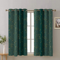 SPACES DRAPE STORY Premium Printed Blackout Curtain with Lining, Set of 2, 5Ft Window Curtains, Green