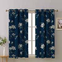 SPACES DRAPE STORY Premium Printed Blackout Curtain with Lining, Set of 2, 5Ft Window Curtains, Blue