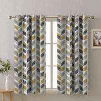 SPACES DRAPE STORY Premium Printed Blackout Curtain with Lining, Set of 2, 5Ft Window Curtains, Mustard