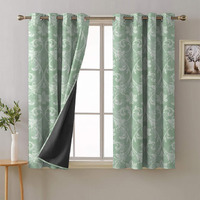 SPACES DRAPE STORY Premium Polyester Blackout Curtains - 95-98% Light Blocking - Digital Printed Indie - Heavy Fabric, Set of 2-5ft Window Curtains, Pistachio Green