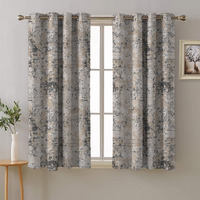 SPACES DRAPE STORY Premium Polyester Blackout Curtains - 95-98% Light Blocking - Digital Printed Geometric - Heavy Fabric, Set of 2-5ft Window Curtains, Slate Grey