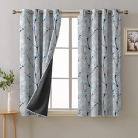 SPACES DRAPE STORY Premium Polyester Blackout Curtains - 95-98% Light Blocking - Digital Printed Floral - Heavy Fabric, Set of 2-5ft Window Curtains, Sky Blue