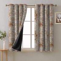 SPACES DRAPE STORY Premium Polyester Blackout Curtains - 95-98% Light Blocking - Digital Printed Geometric - Heavy Fabric, Set of 2-5ft Window Curtains, Mocha Brown