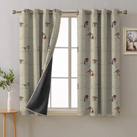 SPACES DRAPE STORY Premium Polyester Blackout Curtains - 95-98% Light Blocking - Digital Printed Floral - Heavy Fabric, Set of 2-5ft Window Curtains, Khaki Beige