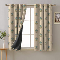 SPACES DRAPE STORY Premium Polyester Blackout Curtains - 95-98% Light Blocking - Digital Printed Indie - Heavy Fabric, Set of 2-5ft Window Curtains, Teal Blue