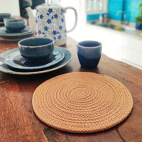 ST SAPROSE  Polypropylene Round Trivet (3 PCS Set, Size: 23 cm) Pot MAT, Side Table Mat, Machine Washable Small Place Mat for Casserole for Dining Table (9 Dia, Beige)