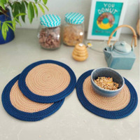 ST SAPROSE  Polypropylene Round Trivet (3 PCS Set, Size: 23 cm) Pot MAT, Side Table Mat, Machine Washable Small Place Mat for Casserole for Dining Table (9 Dia, Blue)