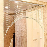 Rustiha Acrylic Crystal Beads Curtain with 30 mm Glass Drops Arch Shape (60 String Suitable for 7 to 8 Feet)
