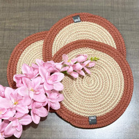 ST SAPROSE  Polypropylene Round Trivet (3 PCS Set, Size: 23 cm) Pot MAT, Side Table Mat, Machine Washable Small Place Mat for Casserole for Dining Table (9 Dia, Tan)