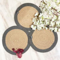 ST SAPROSE  Polypropylene Round Trivet (3 PCS Set, Size: 23 cm) Pot MAT, Side Table Mat, Machine Washable Small Place Mat for Casserole for Dining Table (9 Dia, Grey)