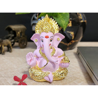 Gold Art India Pink Gold Ganesh Idol for Car Dashboard Ganesha Murti Ganpati Idol for Home Decor Puja Lord Ganesh Statue Gift for Office Desk Puja Room Figurine
