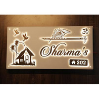 Aarushi Creations Acrylic Personalized Home Door Name Plate with Light - 3 Year Warranty - (Size 16x8 In White) 0538BB (16x8 Inch)