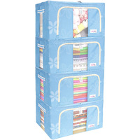 BlushBees Oxford Fabric Living Box - Storage Boxes For Clothes, Saree Cover - 55 Litre, Pack of 4, Blue