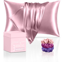 Satin Pillow Cover for Hair and Skin | 3 Months Warranty | with 2 Silk Pillow Cover & 3 Satin Scrunchies for Women