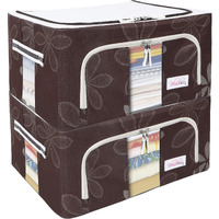 BlushBees Living Box - Storage Boxes for Clothes, Saree Cover - 24 Litre, Pack of 2, Brown, Oxford fabric