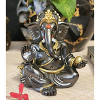 Gold Art India Gaddi Ganesha Idol (3.5) - Magnet Color with Golden Jewelry - Perfect for Car Dashboards, Offices, and Homes