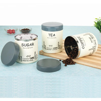 NATULIX Stainless Steel Tea Coffee Sugar Containers Set of 3 | Steel Containers for kitchen | Home and Decor | 800ml (Glory)