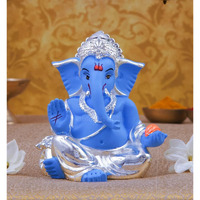 Gold Art India Silver Plated Gaddi Ganesha for Car Dashboard Home Decor Ganesh Idol for Car Dashboard Ganesha Murti Ganpati Idol for Home Decor Puja Lord Ganesh Statue Gift