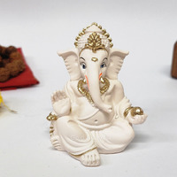 Gold Art India Ganesha Idol | Ganesh Statue for Home Decor | Ganesha murti for Office Desk, & Ganpati Idol for Car Dashboard | Unique Wedding & Birthday Gift (GADDIPEACHIVORY) 3.5