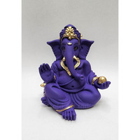 Gold Art India Beautiful Terracotta Ganesha in Violet - A Festive and Auspicious Addition to Your Home or Car(VioletGaddiTerracotta)