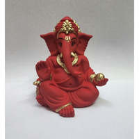Gold Art India Terracotta Red Gaddi Ganesha for Car Dashboard Home Decor Gifting Diwali Birthday Festivals (GADDITERRACOTTARED)