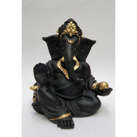 Gold Art India Terracotta Black Gaddi Ganesha for Car Dashboard Home Decor Gifting Diwali Birthday Festivals (GaddiTerracottaBlack)