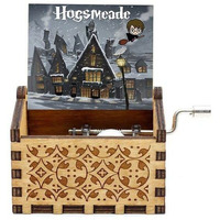Eitheo Engraved Hand Cranked Wooden Musical Toy HP-Hogsmeade Theme Music Box Brown