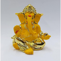 Gold Art India Gold Plated Gaddi Ganesh Idol For Car Dashboard Ganesha Murti Ganpati Idol For Home Decor Puja Lord Ganesh Statue Gift For Office Desk Puja Room Figurine