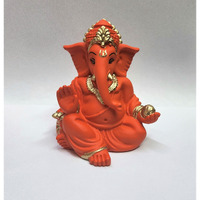 Gold Art India Terracotta Orange Gaddi Ganesha for Car Dashboard Home Decor Gifting Diwali Birthday Festivals (GADDITERRACOTTAORANGE)