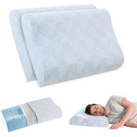 The White Willow Orthopedic Cervical Set of 2 Cooling Gel Memory Foam Pillow for Neck, Shoulder & Spondylitis Pain Relief Bed Pillow for Sleeping with Pillow Cover (18.5 Lx10.5 Wx2.9 H) Blue X-Small