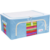 BlushBees Living Box - Storage Boxes for Clothes, Saree Cover Bags - 44 Litre (Pack of 1, Blue, Oxford fabric)