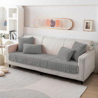 HOKIPO Plush Anti Slip Sofa Cover Mat, 90(D) x 60(L) cm, Light Grey (NW2-AR-5030-LGRY)