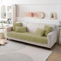 HOKIPO Premium Plush Anti Slip Sofa Cover Mat, 90(D) x 60(L) cm, Green (AR-5030-GRN)