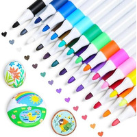 SUPER TOY 24 Shades Acrylic Marker Paint Pens, Colors Acrylic Markers for Wood, Canvas, Stone, Rock Painting, Glass, Ceramic Surfaces, Scrapbooking, Fabric, Plastic, Card Making, DIY Crafts