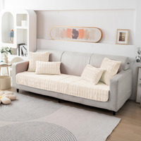 HOKIPO Premium Plush Anti Slip Sofa Cover Mat, 90(D) x 120(L) cm, White (AR-5033-WHT)