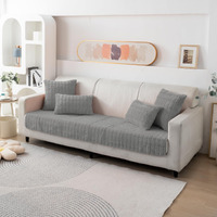 HOKIPO Premium Plush Anti Slip Sofa Cover Mat, 90(D) x 120(L) cm, Light Grey (AR-5033-LGRY)