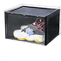 KEEKOS Shoe Organizer Boxes Black Plastic Stackable Shoe Storage Bins For ClosetShoe Holder Sneaker Display Case