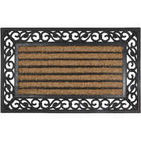 HOKIPO Natural Rubber Coir Rectangular Doormat with Designer Border, Anti-Slip Rubber Backing, 45x75 cm (IN-497)