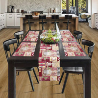 PRAKARTIK BY INDUARTS 100% Cotton Cup Plate Rectangular Dining Table mat with Runner. Brown (Set of 4 + 180 cm Runner)
