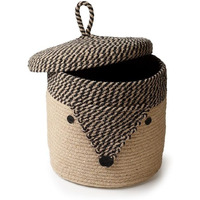 DOLCE CASA Kids Lid Basket With Beautiful Characters - Rope Storage Basket For Baby Diaper, Stuffed Animal Storage Bin Rope Basket For Kids Toy, Baby Laundry Baskets with Lid. (Foxx)