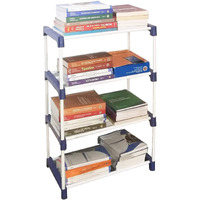LOTSPEK 4 Layer Bookshelf for Home Library, Book Stand| Book Rack for Study Room| Book Stand Shelf 4 Layer Metal Rack (Big Shoe Rack Black) Bookcases