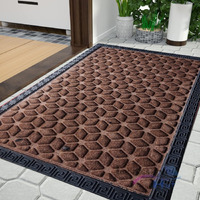 Impression Hut Polypropylene Hexagon Pattern Entrence Welcome Door Mat Water Proof Foot Mat with Anti Slip Natural Rubber Backing for Bathroom, Office, Kitchen and Hospital (40 X 60) Brown