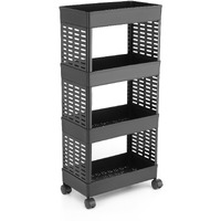 PALAK Plastic Multipurpose 4-Tier Kitchen Organizer Rack/Storage Shelf/Dish Rack/Storage Rack for Kitchen (Black) (4XL, Black)