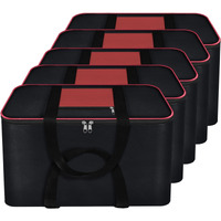 Storite Set of 5 Big Nylon Underbed Moisture Proof Storage Bags For Clothes Large (54x46x28 cm) - Black Rectangular