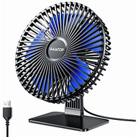 Gaiatop Small Table Fan, 6.5 Inch Ultra-quiet, 90 Adjustment for Better Cooling, 3 Speeds Portable Mini Powerful Desktop Table Fan, Small Personal Cooling Fan for Home Office (Blue Blade)