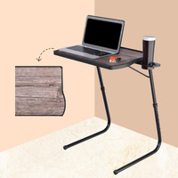 TABLE MAGIC - Pro Extended Work Space Laptop Table Mat Finish Wood Finish Laminated top, Laptop Table Multipurpose Height Adjustable Work Study Tv Tray Table Lap Desk (Pro Smart-Silver Oak)