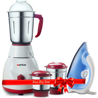 Activa Pluto Combo 500 Watt 3 Jar Mixer Grinder With Electric Dry Iron Come With 2 Year Warranty - Multicolor