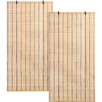 ABOUT SPACE 2 Pcs Bamboo Curtains - Rope Mechanism Roll Up Down Bamboo Shade for Sunlight, Dust Protection Window Chick Blinds for Balcony, Restaurant, Dhaba, Hotel, Resort(Beige,W 3 ft x H 6 ft)